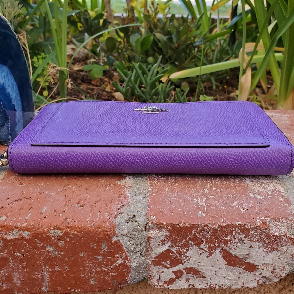 Electric Purple Coach Zip Up Wallet - Picture 3 of 6